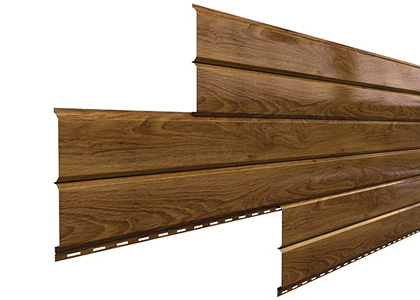 Металлический сайдинг L-БРУС - 3000, 0.5_(ECOSTEEL, Мореный дуб)
