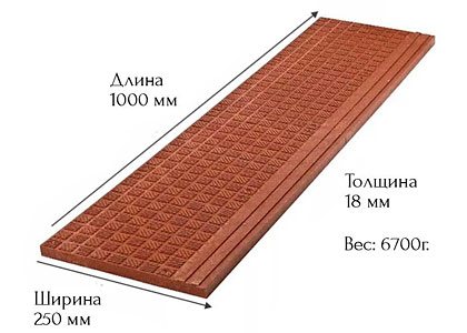 Плита-накладка Квадрат 1000*250*18мм цвет: красная