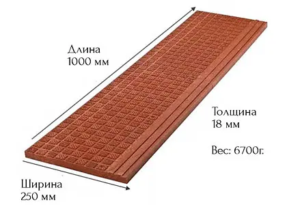 Плита-накладка Квадрат 1000*250*18мм цвет: красная